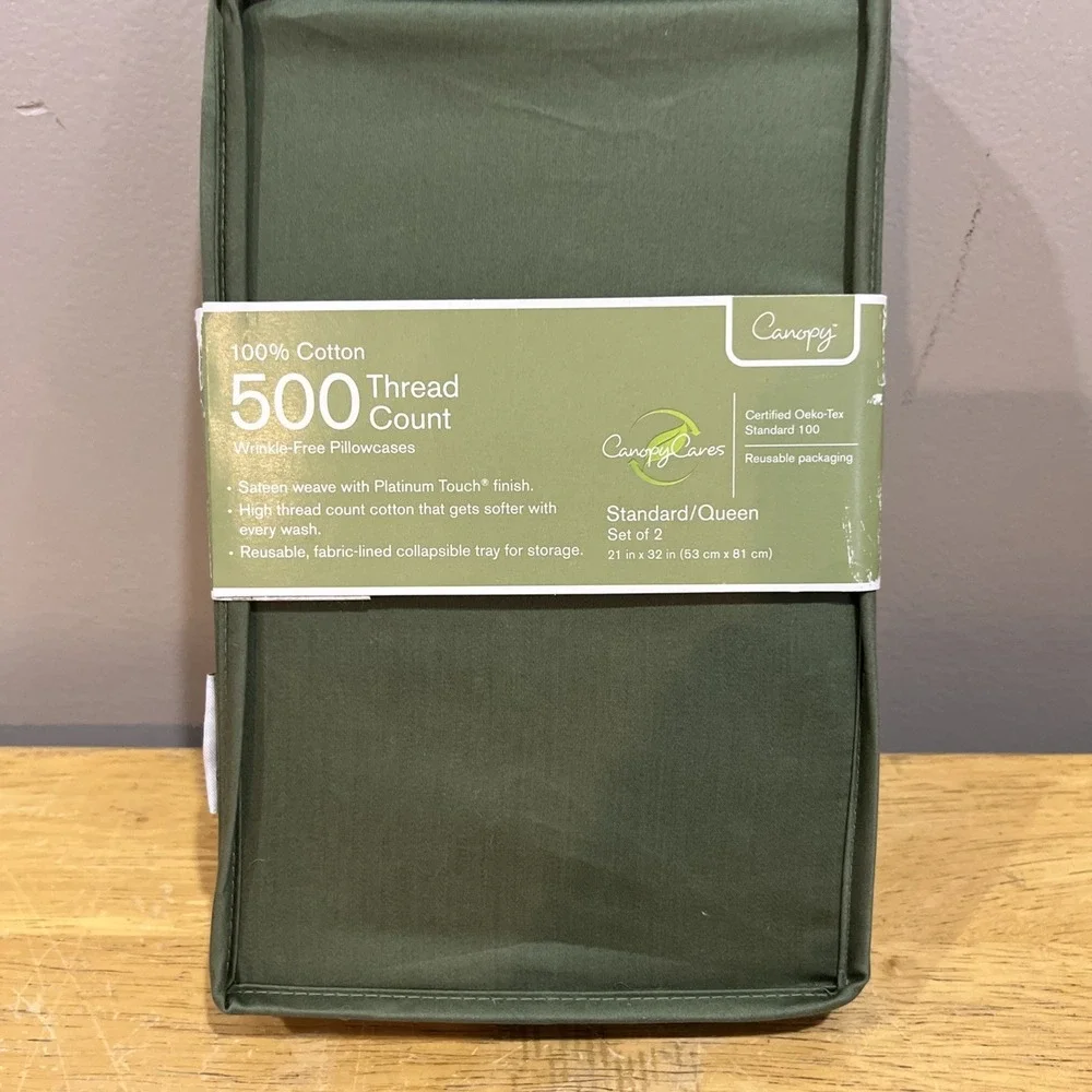 Canopy 500 TC Green 2‎ Standard/queen Platinum Touch Pillowcases